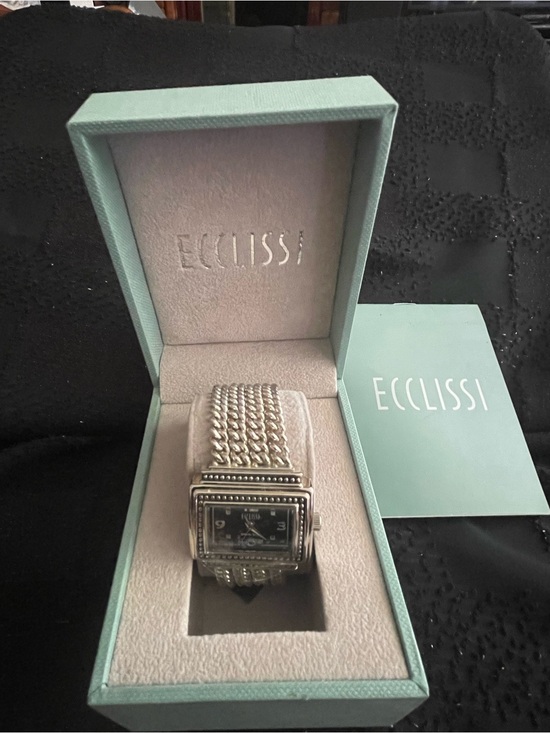 ECLISSI Silver-Tone Women\'s Rectangular Bracelet Watch - Black Dial main image 5